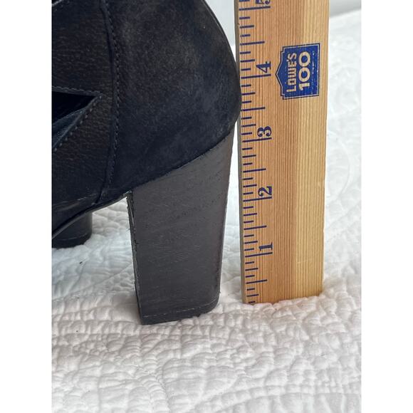 Paul Green Jansen Black Leather Lace Up Heel Suede Sandals - Size 8 - Picture 4 of 11